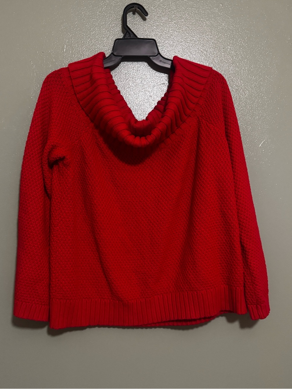 Crown & Ivy Red Textured Cowl Neck Knit Sweater L